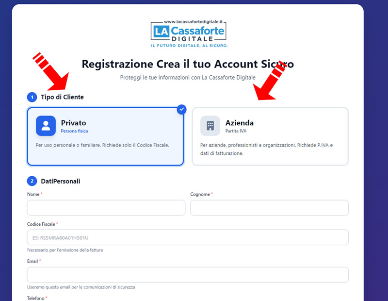 Form di registrazione